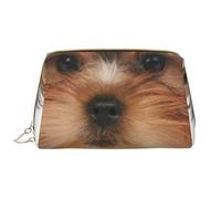 Bolsa de Maquillaje Grande, Bolsa de cosméticos de Cuero, Bolsa organizadora de artículos de tocador de Viaje, Bolsa de Maquillaje, Yorkshire Terrier se Encuentra en Blanco