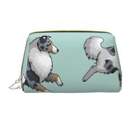 Bolsa de Maquillaje Grande, Bolsa de cosméticos de Cuero, Bolsa organizadora de artículos de tocador de Viaje, Bolsa de Maquillaje, Correr Perro Collie áspero