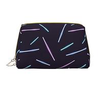 Bolsa de Maquillaje Grande, Organizador de cosméticos de Viaje, de Cuero, portátil, Impermeable, con Cremallera, para Mujeres y Adolescentes, The Neon Lights