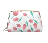 Bolsa de Maquillaje Grande, Organizador de cosméticos de Viaje, de Cuero, portátil, Impermeable, con Cremallera, para Mujeres y Adolescentes, The Pink Tulip