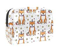 Bolsa de maquillaje impermeable con bonitos unicornios con calcomanías de elementos mágicos, bolsa de maquillaje, organizador de viaje con cremallera, bolsa de aseo pequeña para cosméticos, bolsa de