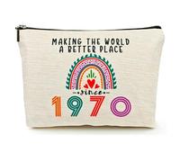 Bolsa de maquillaje impermeable para cumpleaños número 45, 46, 47, 48, 49, 51, 52, 53, 54, cumpleaños, 1979, 1978, 1977, 1976, 1975, 54., Rainhow