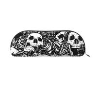 Bolsa de maquillaje impresa vaca blanca y negra bolsa de almacenamiento de viaje bolsa de aseo bolsa de recepción estuche de lápices estuche de lápices, Cabeza de Muerte Floral Negra, talla única