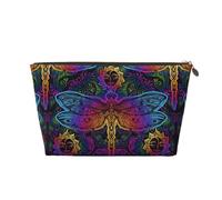 Bolsa de maquillaje india con diseño de libélula y mandalas indias, bolsas de cosméticos, bolsa de aseo de viaje, bolsa de maquillaje para mujeres, bolsa de maquillaje de cuero, bonita bolsa de