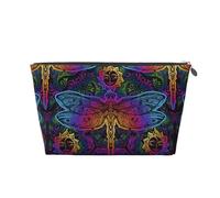 Bolsa de maquillaje india con diseño de libélula y mandalas indias, bolsas de cosméticos, bolsa de aseo de viaje, bolsa de maquillaje para mujeres, bolsa de maquillaje de cuero, bonita bolsa de
