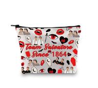 Bolsa de maquillaje inspirada en el programa de televisión de vampiros, equipo Damon Stefan Salvatore desde 1864, bolsa de cosméticos TVD, regalo, Equipo Salvatore, Inspirado en programas de