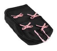 Bolsa de Maquillaje Kawaii Negra con Lazo, Organizador Portátil | Plástico y Nylon, Cremallera con Divisores Internos, para Rutina Facial y Cepillos, Adecuado en Dormitorio