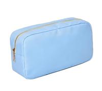 Bolsa de Maquillaje Letter Patch Custom Travel Cosmetic Bag Personalized Nylon Pouch Toiletry Chenille Makeup Toiletries Girl(Sky Blue,M)