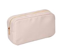 Bolsa de Maquillaje Letter Patch Custom Travel Cosmetic Bag Personalized Nylon Pouch Toiletry Chenille Makeup Toiletries Girl(Champagne,L)