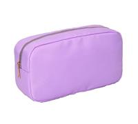 Bolsa de Maquillaje Letter Patch Custom Travel Cosmetic Bag Personalized Nylon Pouch Toiletry Chenille Makeup Toiletries Girl(Purple,XL)