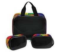 Bolsa de maquillaje Love Rainbow Gay Pride para mujeres y hombres, bolsa de cosméticos translúcida, bolsa de baño, bolsa de ducha, 3 piezas, organizador de cosméticos de viaje, color, XL, Neceser de