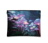 Bolsa de maquillaje luminiscente de hongos, bolsas de viaje para cosméticos de fantasía brillante para mujeres, bolsa pequeña portátil de lona con cremallera, regalo de festival de primavera