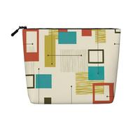 Bolsa de maquillaje moderna de mediados de siglo, de cáñamo falso, organizador de artículos de aseo de viaje, gran capacidad, resistente al agua