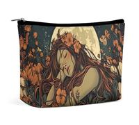 Bolsa de Maquillaje Moonlight Girl de Gran Capacidad, Organizador de Viaje de Cuero para artículos de tocador para Mujer y Hombre, Bolsa de cosméticos portátil con Cremallera.