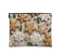Bolsa de maquillaje navideña, galleta de jengibre, bolsa de viaje para cosméticos, bolsa de viaje para mujeres, organizador portátil de lona con cremallera, bolsa de aseo de Navidad para el cuidado de