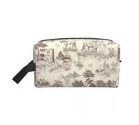Bolsa de Maquillaje Neceser de Viaje Kawaii Toile De Jouy Rojo y Blanco for Mujer, Organizador Maquillaje cosméticos, Kit Belleza(Color 06)