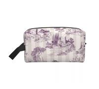 Bolsa de Maquillaje Neceser de Viaje Kawaii Toile De Jouy Rojo y Blanco for Mujer, Organizador Maquillaje cosméticos, Kit Belleza(Color 07)