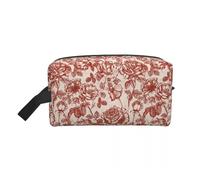 Bolsa de Maquillaje Neceser de Viaje Kawaii Toile De Jouy Rojo y Blanco for Mujer, Organizador Maquillaje cosméticos, Kit Belleza(Color 05)