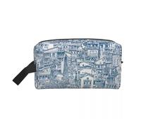 Bolsa de Maquillaje Neceser de Viaje Kawaii Toile De Jouy Rojo y Blanco for Mujer, Organizador Maquillaje cosméticos, Kit Belleza(Color 14)