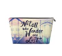 Bolsa de maquillaje Not All Those Who Wander Are Lost, bolsas de cosméticos, bolsa de aseo de viaje, bolsa de maquillaje para mujeres, organizador de bolsa de maquillaje de cuero, bonita bolsa de