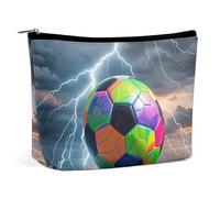Bolsa de Maquillaje Organizador de Maquillaje Bolsa de cosméticos Plegable Bolsa de Maquillaje de Viaje con Estampado de fútbol y relámpagos para Mujeres