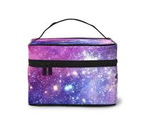 Bolsa de Maquillaje Organizador de Viaje Bolsas de cosméticos patrón de Leopardo con asa Bolsas de Aseo for Mujeres y niñas para Viajes(Galaxy)