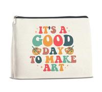 Bolsa de maquillaje para artistas, mujeres, amantes del arte, regalos de agradecimiento para pintores de arte, profesores, niñas, hermanas, amigas, It's A Good Day To Make Art con cremallera, bolsa de