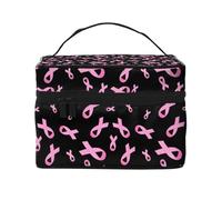 Bolsa de maquillaje para concienciación sobre el cáncer de mama, bonitas bolsas de cosméticos para mujeres, bolsa de aseo personal, bolsa organizadora de maquillaje de viaje grande
