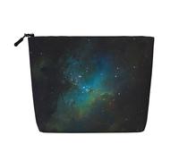 Bolsa de maquillaje para cosméticos, organizador de artículos de aseo de viaje con estampado de galaxia en el universo, un paquete para múltiples usos, almacenamiento diario, Verde galaxia, Talla