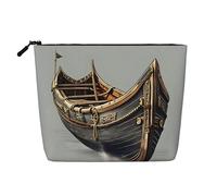 Bolsa de maquillaje para cosméticos, organizador de artículos de tocador de viaje con bonito estampado de dinosa, un paquete para múltiples usos, almacenamiento diario, Barcos vikingos antiguos, Talla