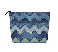 Bolsa de maquillaje para cosméticos, organizador de artículos de tocador de viaje con diseño de rayos de sol sobre las olas del mar, un paquete para múltiples usos, almacenamiento diario, Mezclilla