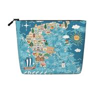Bolsa de maquillaje para cosméticos, organizador de artículos de tocador de viaje con diseño de rayos de sol sobre las olas del mar, un paquete para múltiples usos, almacenamiento diario, Mapa de