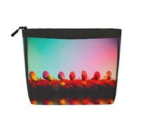 Bolsa de maquillaje para cosméticos, organizador de artículos de tocador de viaje con estampado floral de perro, un paquete para múltiples usos, almacenamiento diario, Arte colorido y brillante, Talla