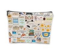 Bolsa de maquillaje para Gilmore Girls Merch, bolsa de maquillaje azul impermeable de lona con impresión a doble cara, reutilizable bolsa de maquillaje para fans de mujeres niñas bolsa de maquillaje