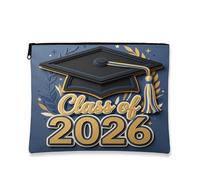 Bolsa de maquillaje para gorras de graduación, novedosa bolsa de viaje para mujeres, organizador portátil de lona con cremallera, bolsa de aseo de clase 2026, 7 x 9 pulgadas