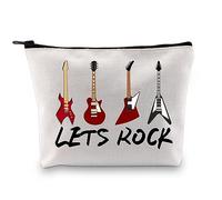Bolsa de maquillaje para guitarra Lets Rock Rock and Roll, regalo para amantes de la guitarra, regalo para guitarristas, banda de música rock, bolsa de cosméticos para guitarra, Vamos a Rock Ku, moda