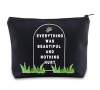 Bolsa de maquillaje para literatura, regalo para amantes de los libros, Everything was Beautiful and Nothing Hurt con cita de libro, bolsa literaria con cremallera, Todo era Reino Unido