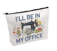 Bolsa de maquillaje para máquina de coser, con texto en inglés «I'll Be in My Office», bolsa de maquillaje, regalo para amantes del acolchado, Sewing in My Office B