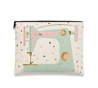 Bolsa de maquillaje para máquina de coser, moderna bolsa de viaje para cosméticos de lunares para mujer, organizador portátil de lona con cremallera, innovadora bolsa de aseo para manualidades, Azul