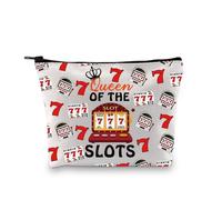 Bolsa de maquillaje para máquina tragaperras, bolsa de maquillaje para mujer, regalo de casino 777 Queen con cremallera, Queen of the Slots 1uk, moda