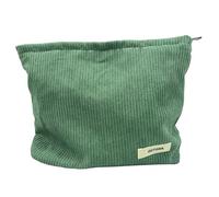 Bolsa de maquillaje para mujer, bolsa de cosméticos de pana, diseño estético, estuche para lápices, bonito organizador de maquillaje con cara sonriente con cremallera, Verde hierba