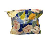 Bolsa de maquillaje para mujer, bolsa de cosméticos de pana, diseño estético, estuche para lápices, bonito organizador de maquillaje con cara sonriente con cremallera, Flor de Monet