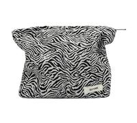 Bolsa de maquillaje para mujer, bolsa de cosméticos de pana, diseño estético, estuche para lápices, bonito organizador de maquillaje con cara sonriente con cremallera, Ondas negras