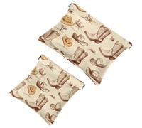 Bolsa de maquillaje para mujer, bolsa de maquillaje de piel impermeable, sin cremallera, bolsa de maquillaje autocierre para niñas, mini bolsa para billetera, botas vaqueras occidentales y sombreros