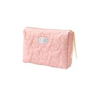 Bolsa de maquillaje para mujer, con patrón de flores, bolsa de cosméticos acolchada de algodón suave, bolsa de maquillaje con cremallera, bolsa grande de viaje, 2 (Reino Unido), Talla única