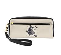 Bolsa de maquillaje para mujer, diseño de bruja voladora de Halloween, elegante, bolsa de viaje para artículos de tocador para la escuela y la oficina