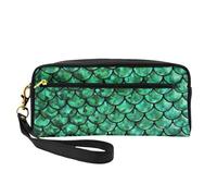 Bolsa de maquillaje para mujer, diseño de escamas de pescado verde, bolsa de maquillaje para viaje, neceser de almacenamiento para la escuela y la oficina