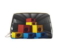 Bolsa de maquillaje para mujer, neceser, cepillo para el cuidado de la piel, organizador de viaje, bolso grande de maquillaje, accesorios, bolsa inteligente, color blanco y negro, representación 3D