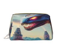 Bolsa de maquillaje para mujer, neceser, cepillo para el cuidado de la piel, organizador de viaje, bolso grande de maquillaje, accesorios, bolsa inteligente, azul, fantasía china Loong, Blanco, Talla