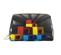 Bolsa de maquillaje para mujer, neceser, cepillo para el cuidado de la piel, organizador de viaje, bolso grande para maquillaje, accesorios, bolsa inteligente, color blanco y negro, representación 3D